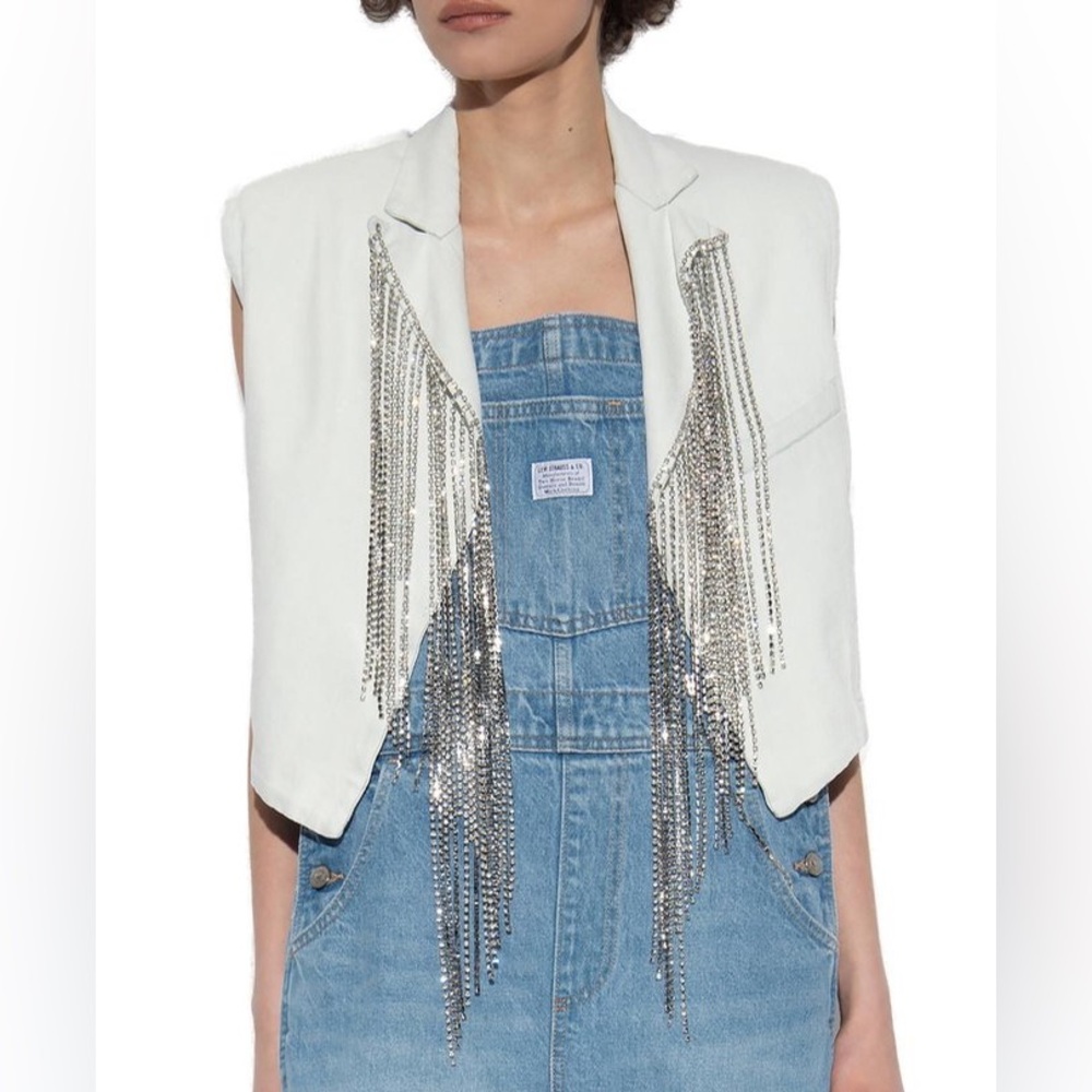 NWOT Forte Forte Crystal Fringe Denim Vest